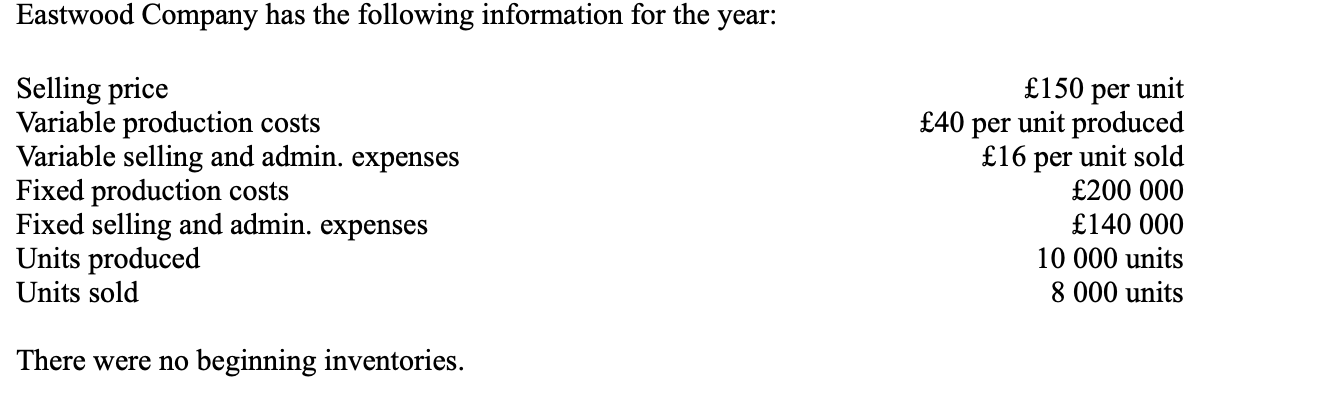 what is the next income for Eastwood using the absorption costing method

* £452 000
* £480 000
* £1 200 000
* £600 000