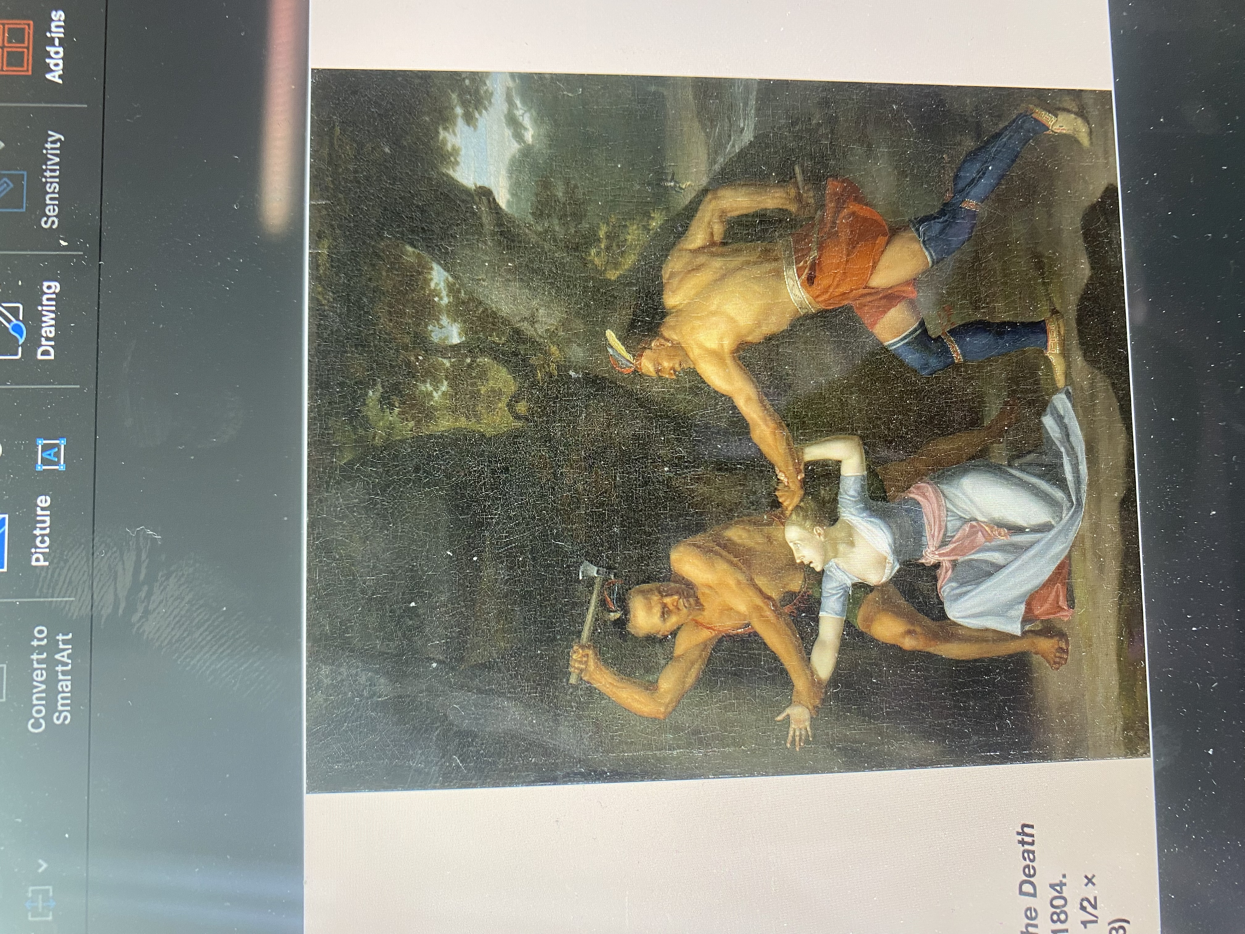 <p><span>John Vanderlyn The Death of Jane McCrea, 1804. <br>Oil on canvas, 32 1⁄2 × 261⁄2" (82.5 × 67.3)</span></p>