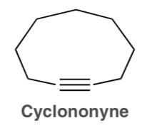 <p>A triple bond is incorporated into a nine-membered ring</p>