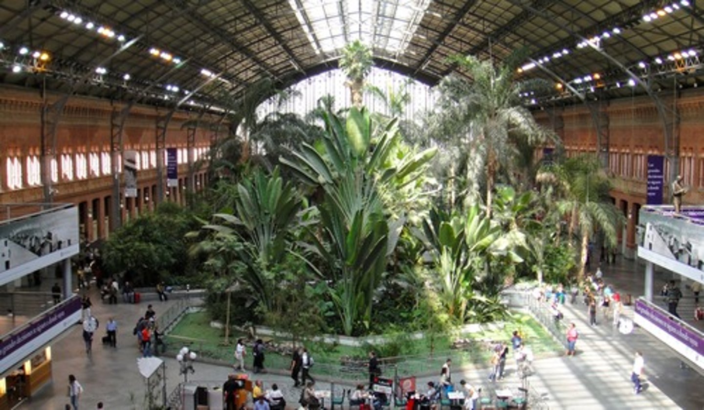 <p>One of Madrid's main train stations with a tropical garden in its interior.</p>