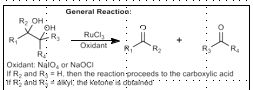 <p>Stronger oxidative cleavage. Will oxidize aldehydes to carboxylic acids </p><p>Alpha hydroxy ketones/aldehydes are also cleaved</p>