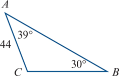 <p>using the sine rule, find side A</p>