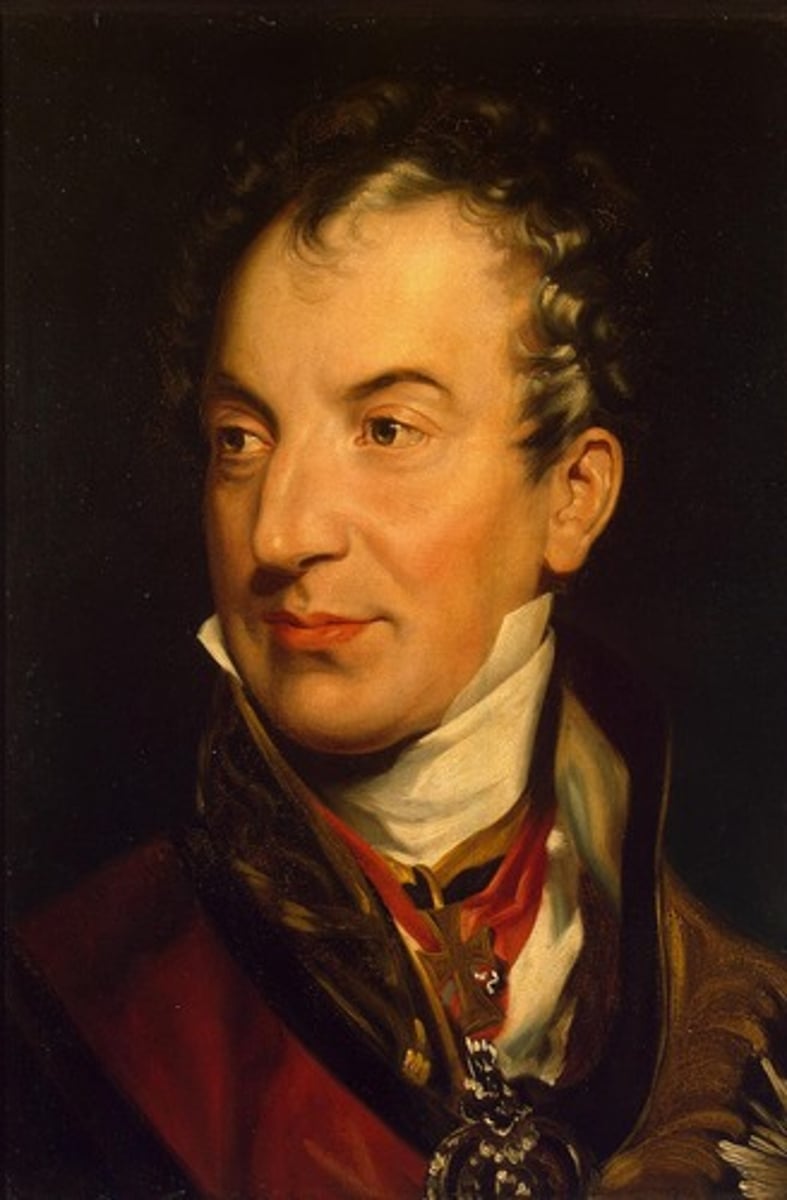 <p>..., Austrian foreign minister who basically controlled the Congress of Vienna. Wanted to promote peace, conservatism, and the repression of liberal nationalism throughout Europe.</p>