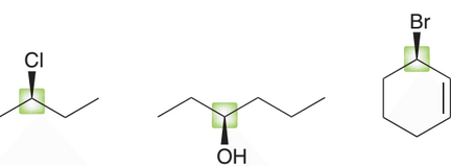<p>an atom within a molecule that has four DIFFERENT substituents attached to it</p>