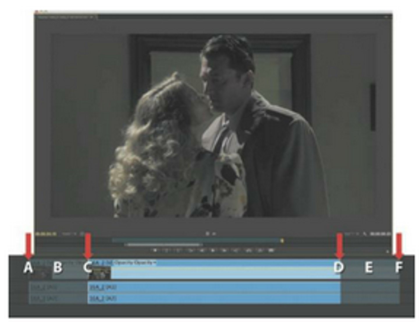 <p>In the picture below, which letter represents the clips handles?</p>