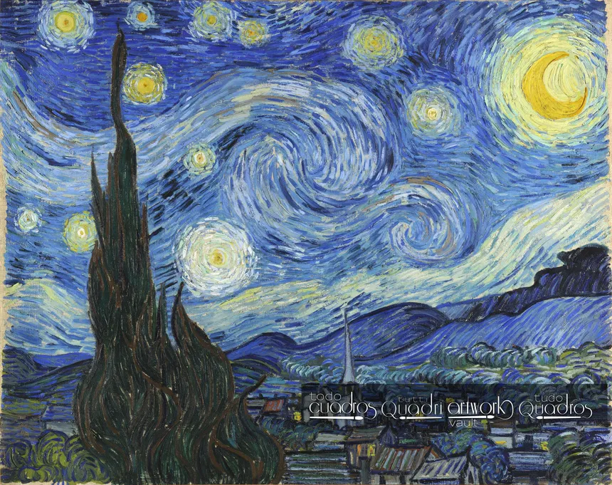 <ul><li><p><strong>ID:</strong> Vincent van Gogh, 1889 CE, Oil on canvas, France</p></li><li><p><strong>Content:</strong> A swirling night sky over a quiet village, painted from the artist’s asylum window.</p></li><li><p><strong>Function:</strong> Expresses Van Gogh’s emotions rather than literal reality.</p></li><li><p><strong>Context:</strong> Post-Impressionist work; reflects his mental state and fascination with nature.</p></li><li><p><strong>Form:</strong> Thick impasto brushstrokes, vibrant contrasting colors, movement in the sky.</p></li></ul><p></p>