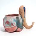 
He makes ceramics because he likes to make art influenced by hip-hop and jazz