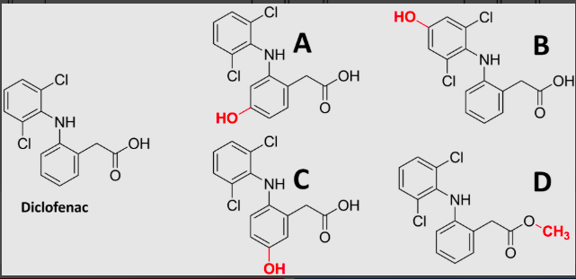 <p>what is the most likely phase 1 metabolite of diclofenac?</p>