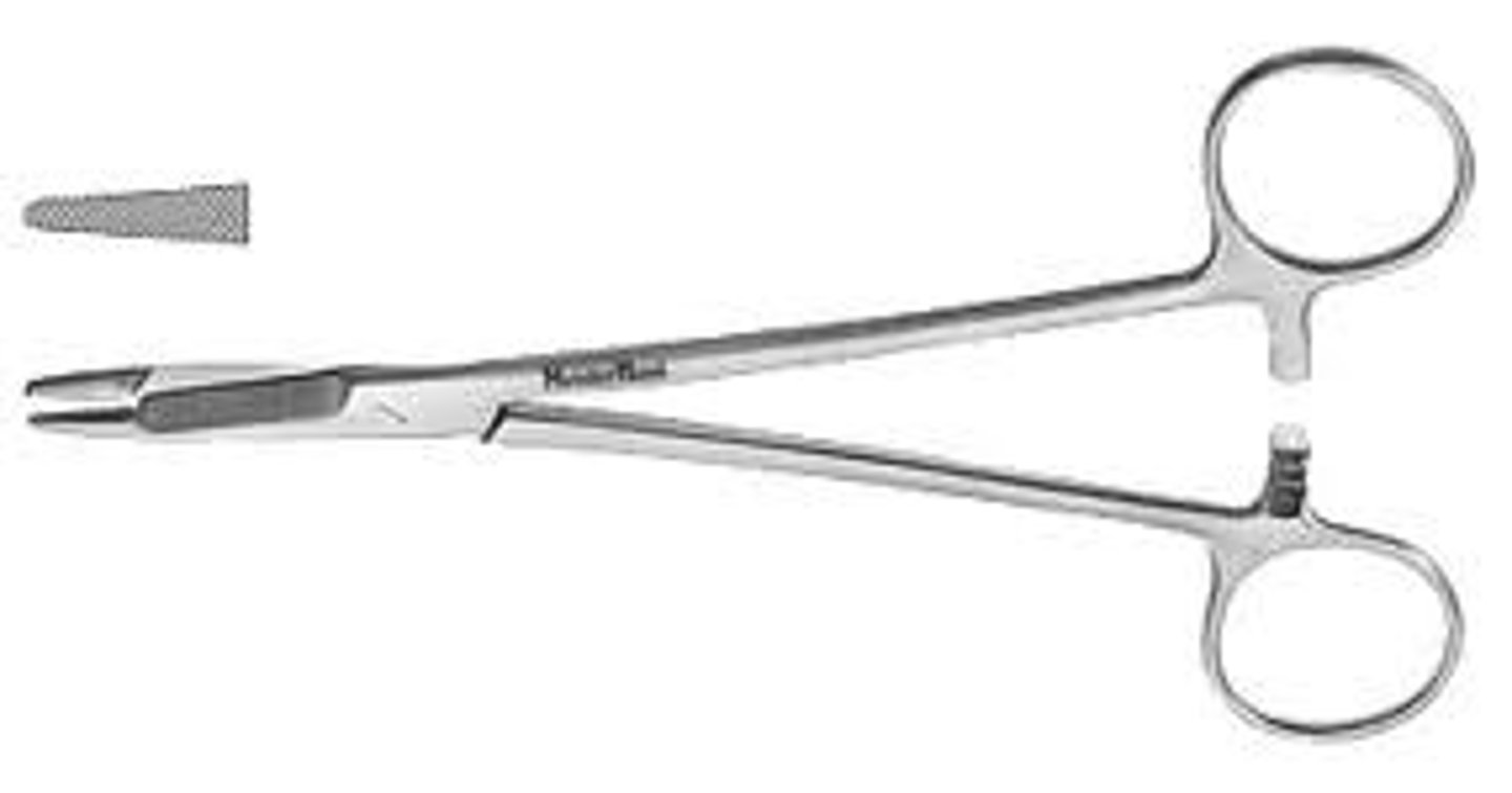 <p>grasp and manipulate the needle while suturing</p>