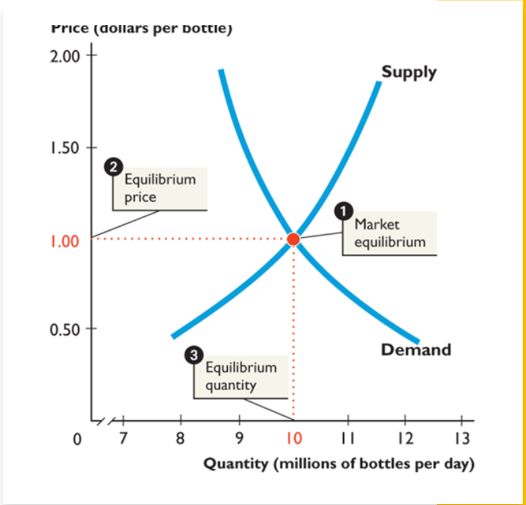 <p>When quantity demanded = quantity supplied</p>