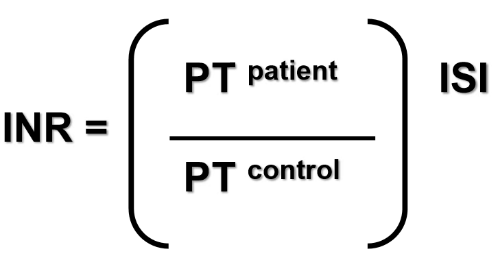 <p>INR. A higher INR means more anticoagulation</p><ul><li><p>For most indications, the target is 2.5 (2.0 - 3.0)</p></li><li><p>If INR is too high (&gt;3), there is significantly increased bleeding risk</p></li><li><p>If INR is too low (&lt;2), there is significantly increased risk of thrombosis</p></li></ul>
