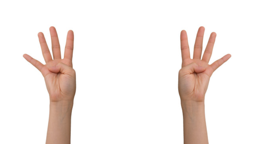 What does this sign mean? (four fingers, two hands up)