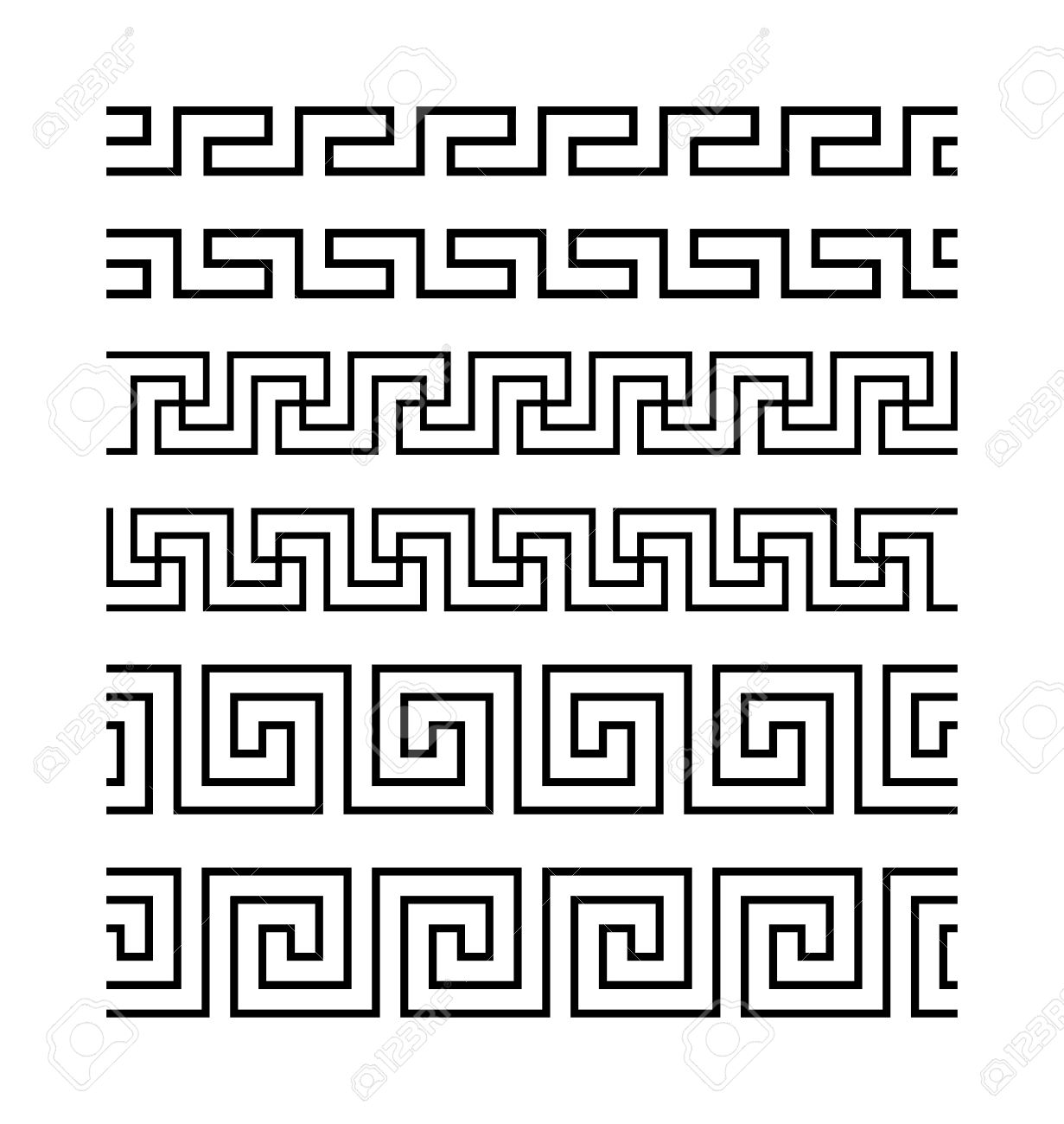 <p><span>Geometryczny ornament w formie poziomego pasa, złożony z powtarzających się układów linii załamanych wielokrotnie pod kątem prostym.</span></p>