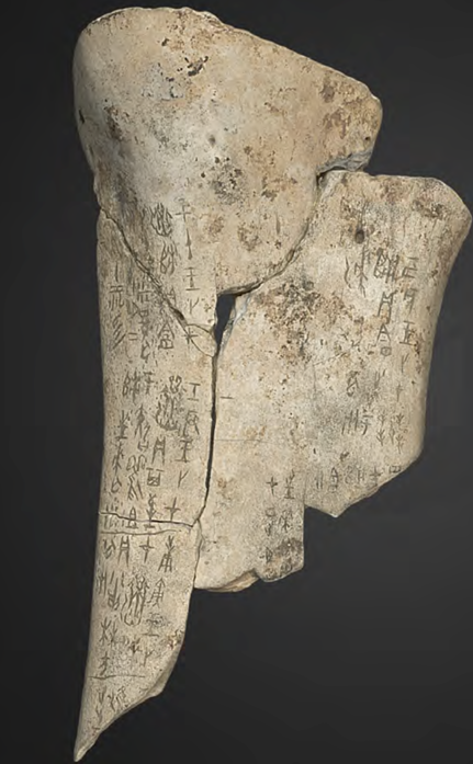 <p>Fragment of bovine scapula</p><p>Shang Dynasty</p><p>Anyang</p><p>1045 B.C.E.</p>