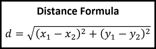 <p>√( (x2 - x1)^2 + (y2 - y1)^2 )</p>