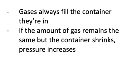 the relationship between pressure and volume of gases: pressure varies inversely with volume: P1V1 = P2V2
