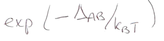 <p>probability that a majority carrier has enough energy to surmount the barrier $$\Delta_{AB}$$ </p>