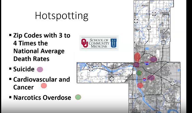 <p>We can determine where disease rates are highest.</p><ul><li><p>We can geo code where certain disease appears at high rates</p></li><li><p>Good way of bring treatment to those who need it the most</p></li><li><p>Maybe it is a place where cardio practice must be</p></li></ul><p></p>
