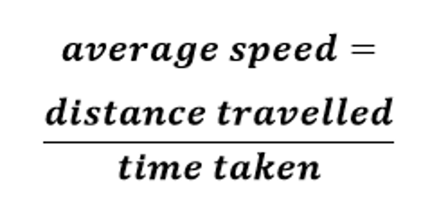 <p>Average speed = distance travelled ÷ time taken</p>