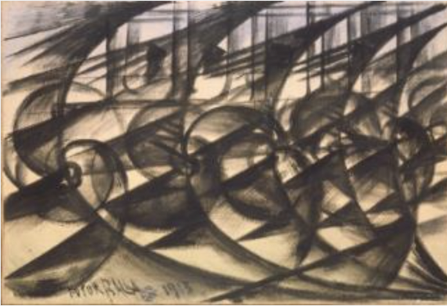 Giacomo Balla, voorbijrazende auto’s