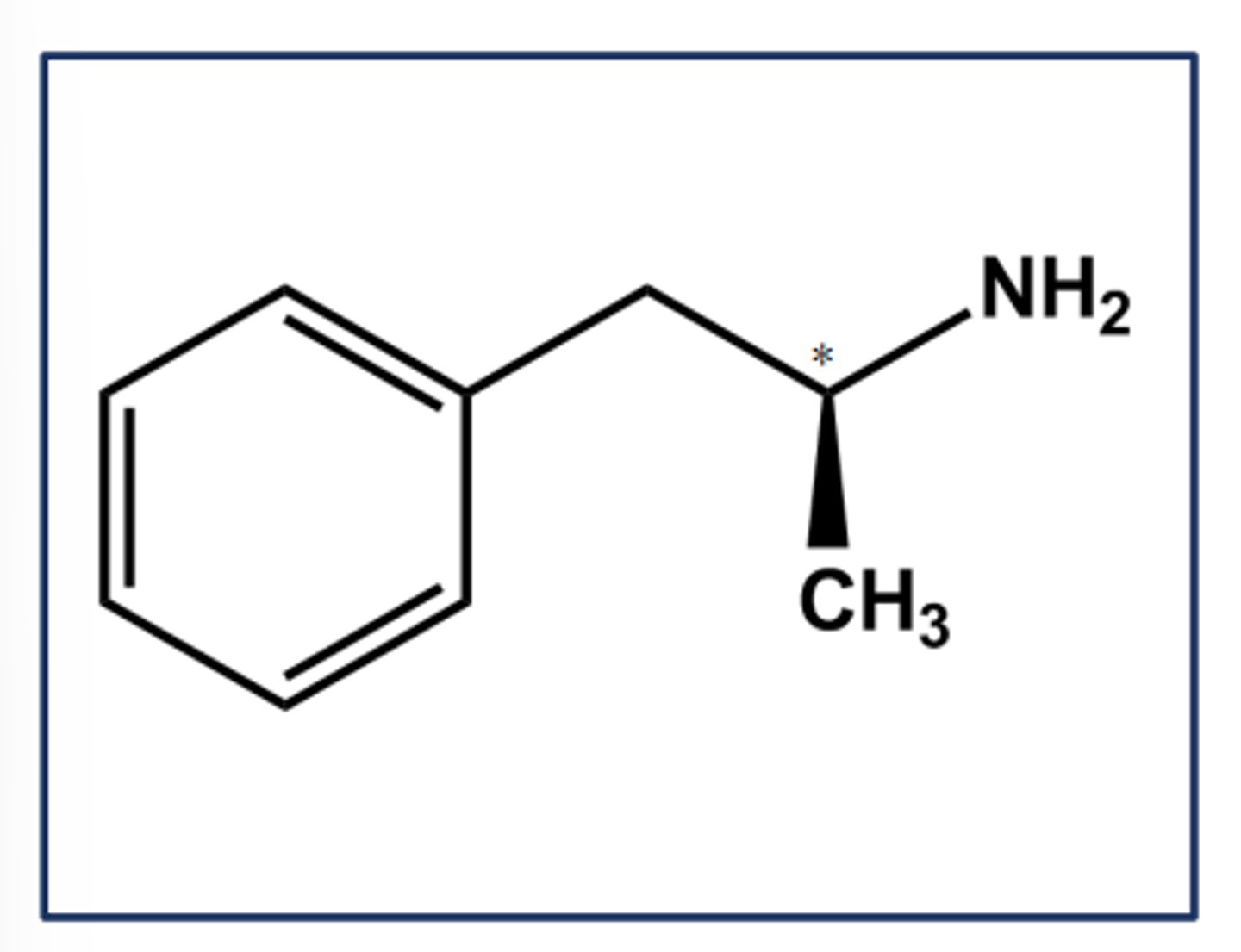 <p>- LogP = 1.8; pKa = 9.9</p><p>- Classic indirect adrenergic agonist</p><p>- Better CNS penetration, and catecholamine release (incl. Dopamine)</p><p>- Methyl group gives increased resistance to MAO, increased duration, allowed oral activity</p><p>- Biotransformed by CYP2D6 (p-hydroxylation)</p><p>- Use: ADHD, narcolepsy</p><p>- C-II, due to abuse potential</p>