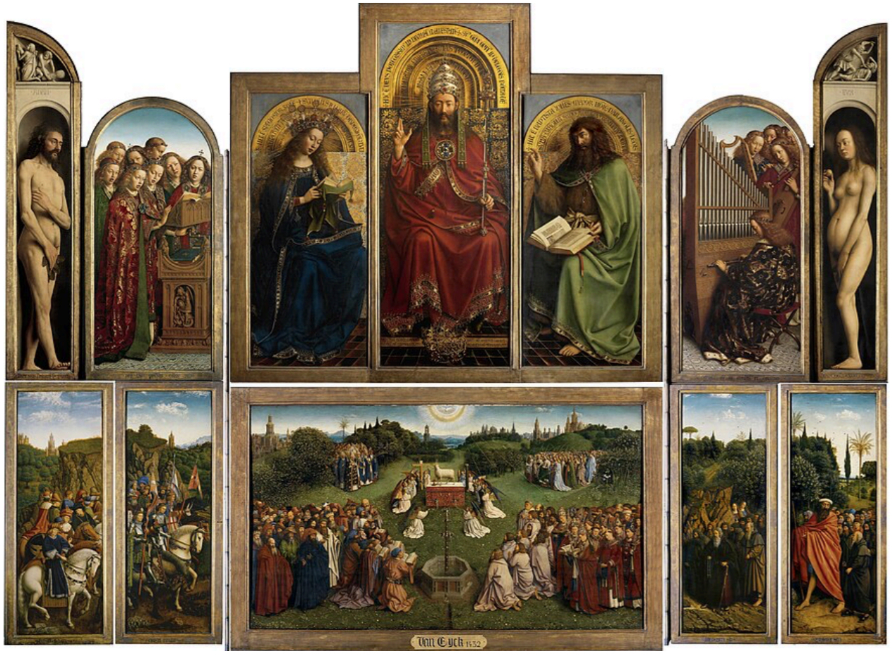 <p>Jan Van Eyck, The Ghent Altarpiece. Open</p>