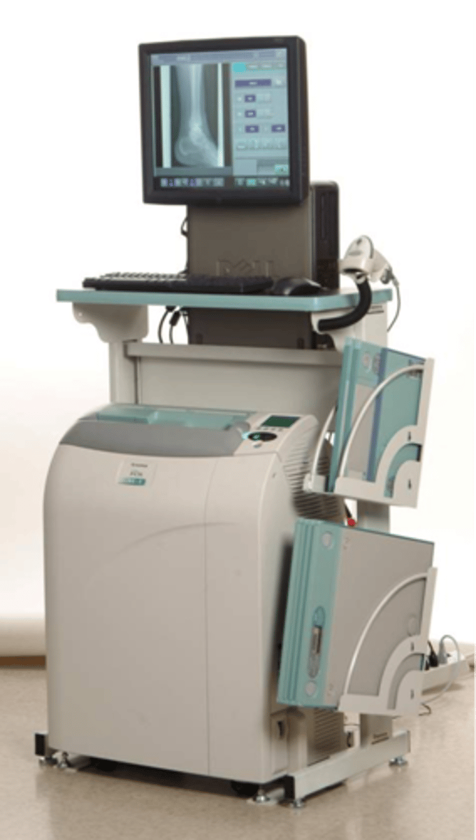 <p>- Cassette-based digital radiography</p><p>- Digital acquisition modality that uses storage phosphor plates to produce images</p>