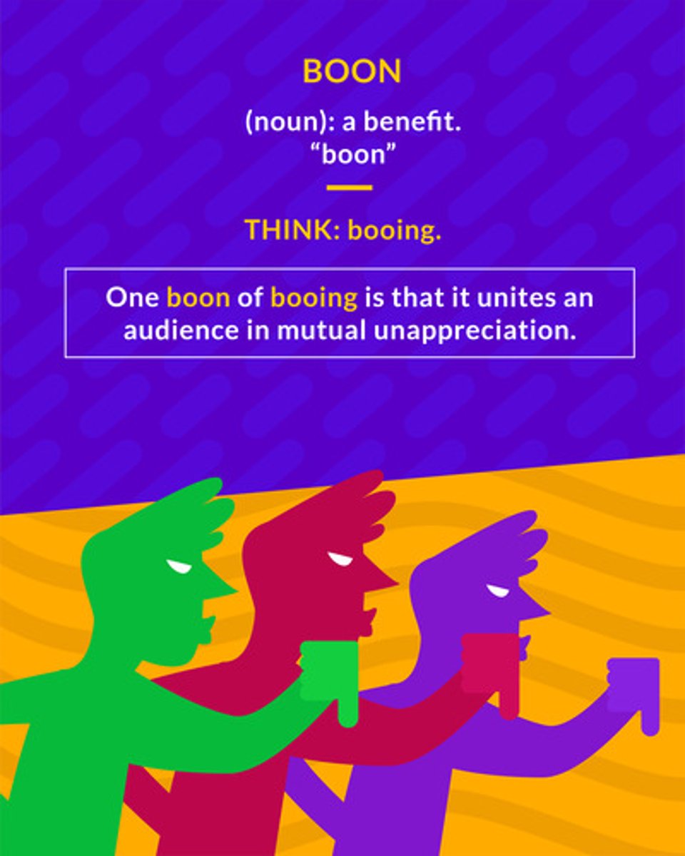 <p>a gift or blessing</p><p>(noun) a benefit</p>