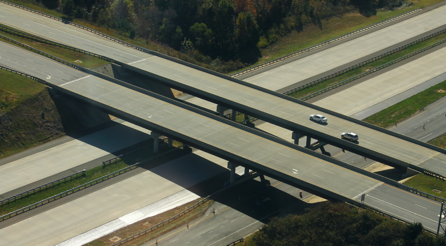 <p>an underpass/overpass ahead</p>
