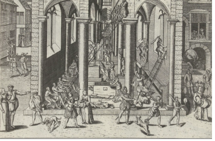<ul><li><p><span style="background-color: transparent;"><span>Frans hogenberg, the calvinist iconoclastic riots of august 1566, 1588 (print)</span></span></p></li><li><p><span style="background-color: transparent;"><span>Philip II of Spain tried to eradicate protestanism in the low countries (severe religious repression) </span></span></p></li><li><p><span style="background-color: transparent;"><span>imposed heavy taxes to fund wars</span></span></p></li><li><p><span style="background-color: transparent;"><span>Iconoclasm is not about the art itself, the real target is the political and religious structure of the city</span></span></p></li><li><p><span style="background-color: transparent;"><span>Iconoclasm in 1566 is the opening volley of the Dutch revolt, against the roman catholic spanish king, philip II</span></span></p></li></ul><p></p>