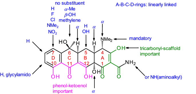 <p>Esters of what hydroxyl group make a tetracycline inactive?</p>