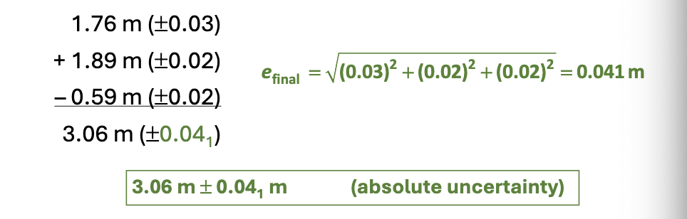 <p>$$e_{final}=\sqrt{\Sigma_{i}e_{i}^2}$$ </p>