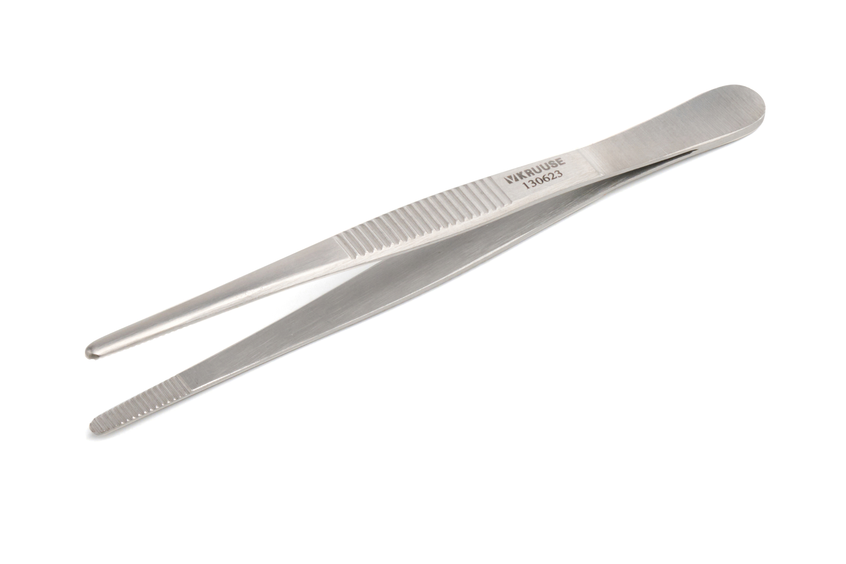 <p>Used to lift and hold vessels, nerves, and other structures while blunt dissecting with a probe. Two pairs are needed. One should have tips that are blunt and rounded and the gripping surfaces should be corrugated. Second pair should have teeth (tissue or rat-toothed) for gripping tissue.</p>
