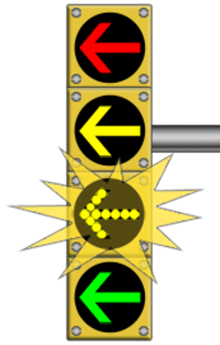 <p>you can make the movement indicated by the arrow but must first yield to pedestrians and oncoming traffic</p>