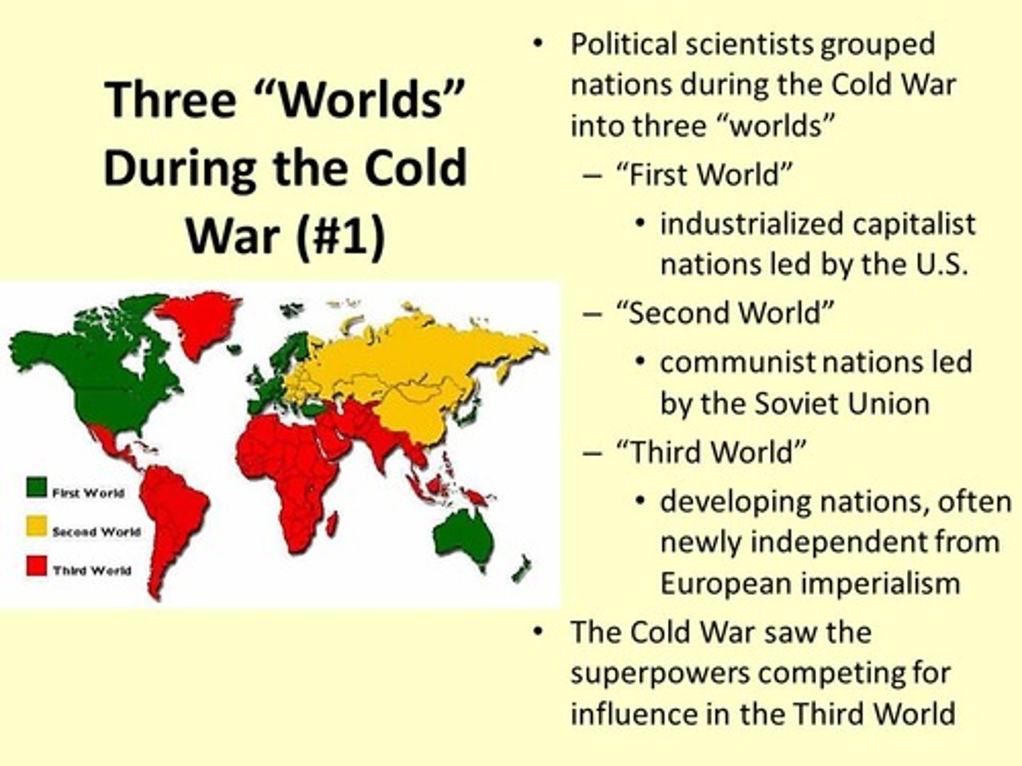 <p>What term was used for neutral nations that were not yet aligned with either freedom or Communism during the Cold War?</p>