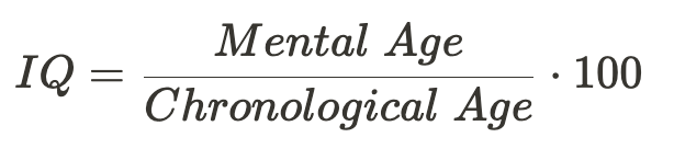 <p>(mental age/chronological age) x 100</p>