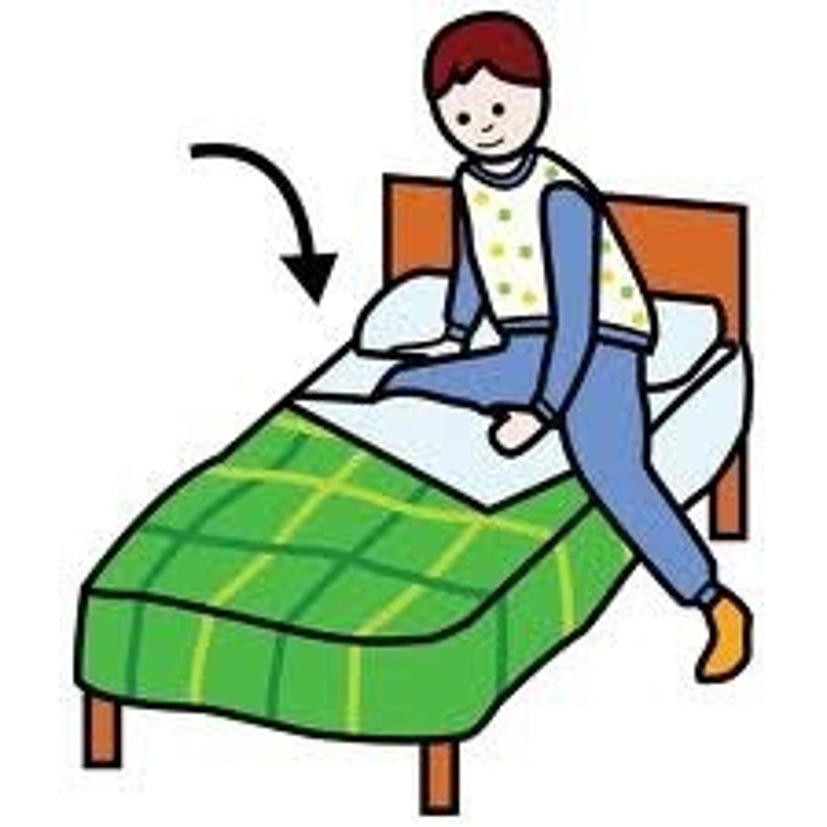 <p>He goes to bed.</p>