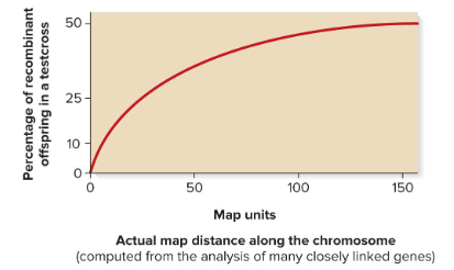 <p>Fill in the blank…</p><p>Multiple cross-overs set a ( ) on measurable recombination frequencies as the physical distance increases. A test-cross is expected to yield a maximum of only ( )% recombinant offspring.</p>