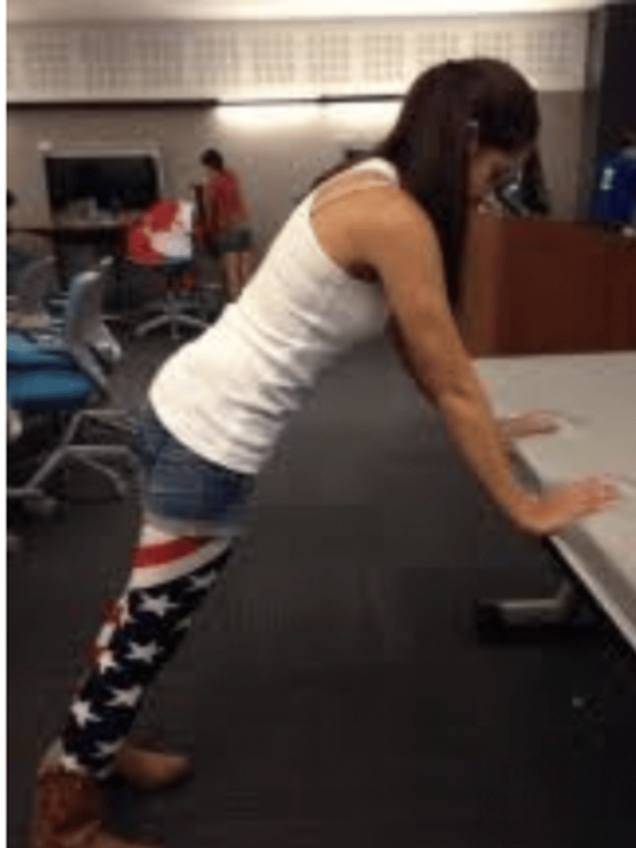 <p>Rationale</p><p>1. Modified plantigrade is an ideal early standing posture in which to develop upper extremity and lower extremity control. Affected extremities are weight-bearing out of synergy patterns. This position is easily tolerated by elderly patients. (pic shown)</p><p>2. The patient will get limited weight-bearing through the upper extremity and is likely to have pain in the left shoulder in this position.</p><p>3. The bridging position may be difficult for an older patient to tolerate and does not involve weight-bearing through the upper extremities.</p><p>4. The quadruped position may be difficult for an elderly patient to tolerate and does not involve weight-bearing through the entire lower extremity.</p>