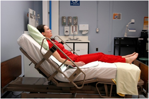 <p>pt is in semi-sitting position with HOB elevated 45-60 deg</p><p>pt’s legs can be straight or bent</p>