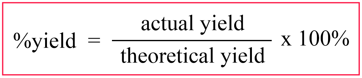 <p>(mass of products actually made / theoretical yield mass of product) x100</p>