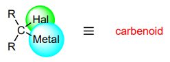 (a reactive intermediate that includes a metal; reacts similarly to a carbene)