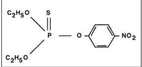 <p>An organophosphorus compound that is used as an insecticide. This compound, like other organophosphorus compounds, has a leaving group that is displaced through hydrolysis when the OP phosphorylates acetylcholinesterase.</p>