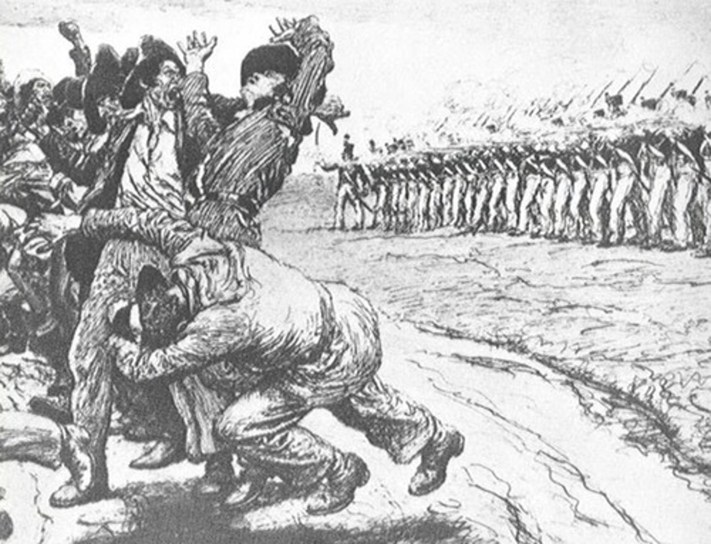 <p>Overrun and outnumbered, Colonel James W. Fannin and his men surrendered to Mexican forces. All captured rebels were killed.</p>