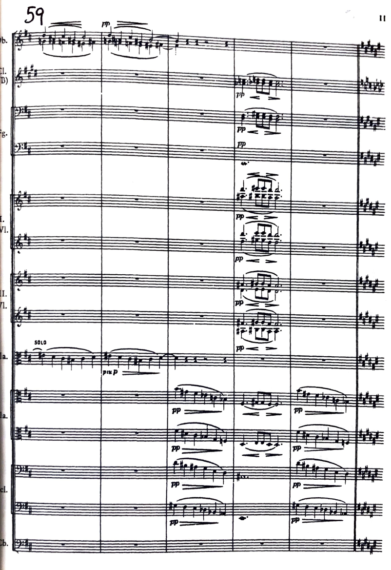 57-63 more like R1 but w/ new melody against main x idea in viola. 

Parallel dominant 7ths in bar 61 and 63 with a whole tone idea in between in bar 62 (echoed in bar 66)