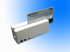 <p>Reads data from a special magnetic stripe on a card when it is swiped</p>