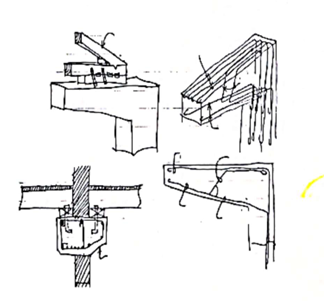 <p>short beam extensions from columns used to support rafters or trusses</p>