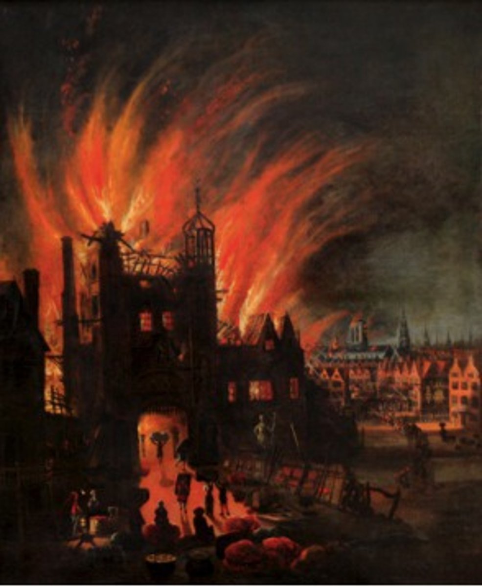<p>Great Fire of London begins in a baker's shop in Pudding Lane and burns for three days.</p>