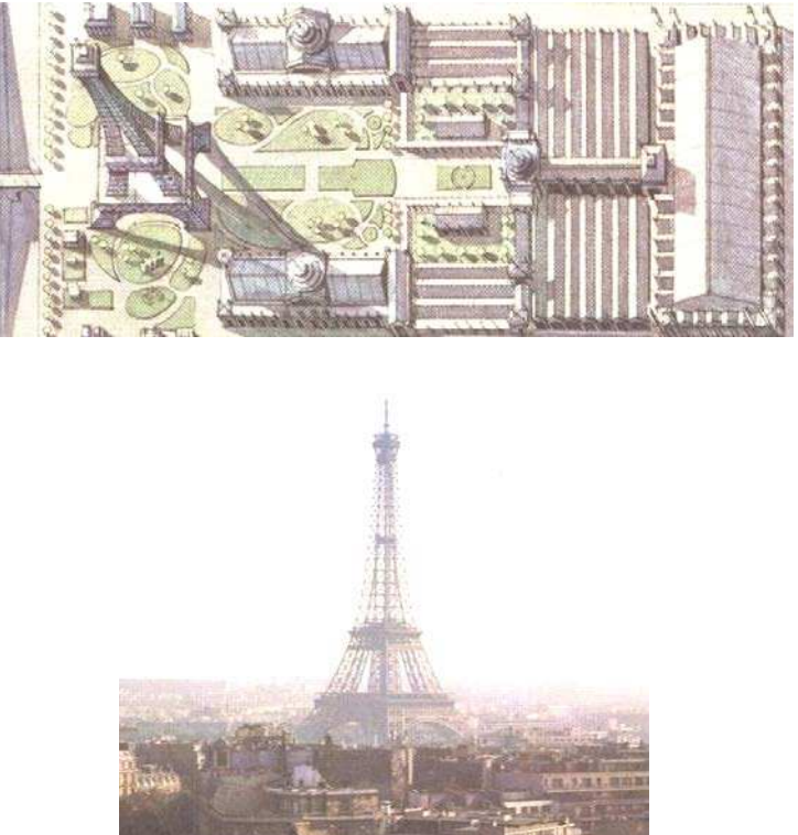 <p>• Designed by Gustav Eiffel and maurice koechlin • Extensive use of iron, 300m high</p>