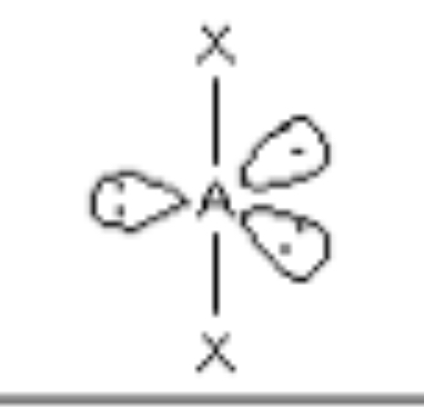 <p>Linear, 90° &amp; 120°, sp³d, 2 bonding pairs, 3 lone pairs</p>